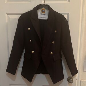 Lulu’s Double-Breasted Black Blazer with Gold Buttons
